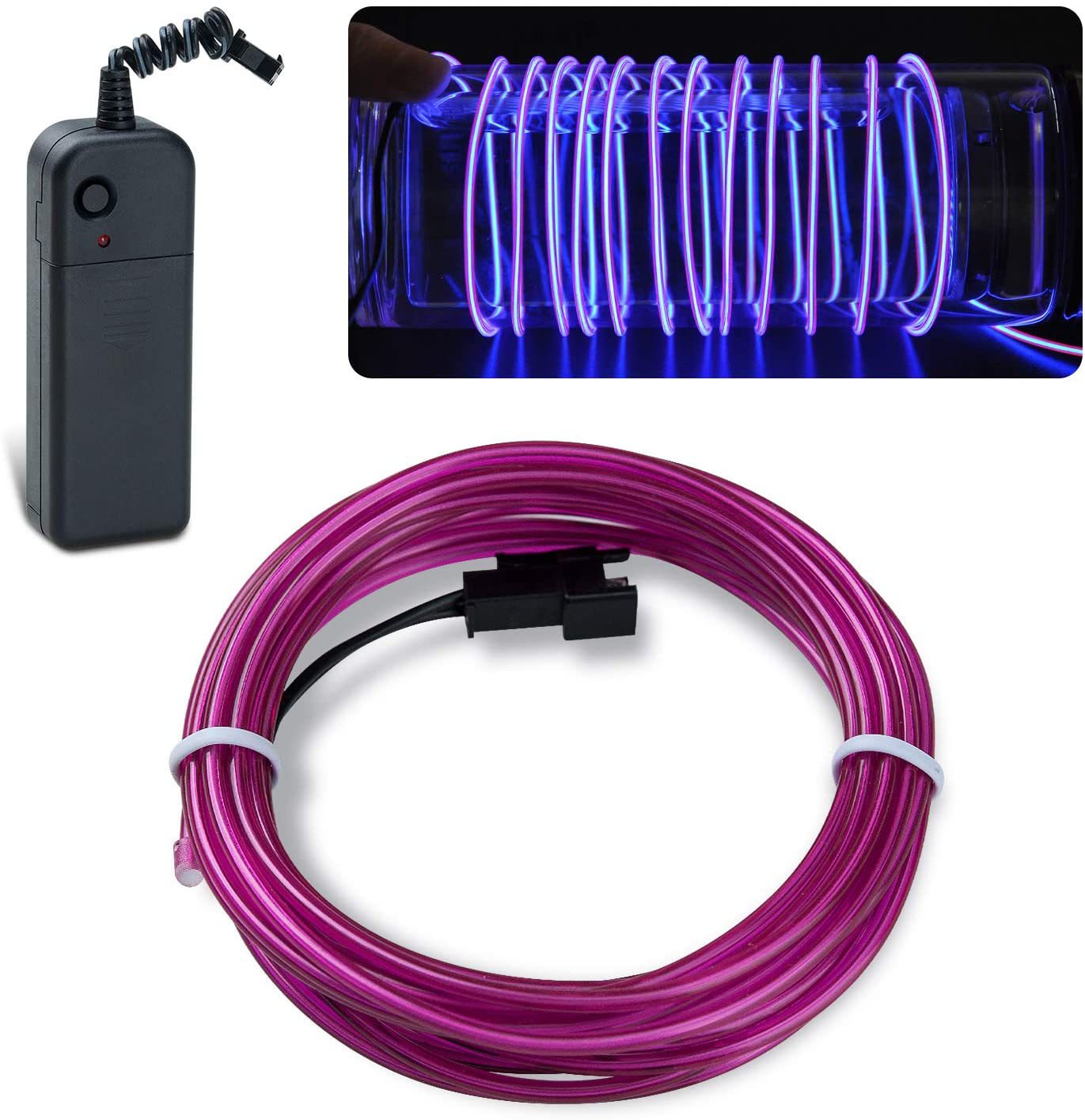 Picture of Luminous Wire Manufacturer 2.3mm Round Wire Can Be Bent at Will Without Losing Light, Comes with 3V Battery Box Driver and USB