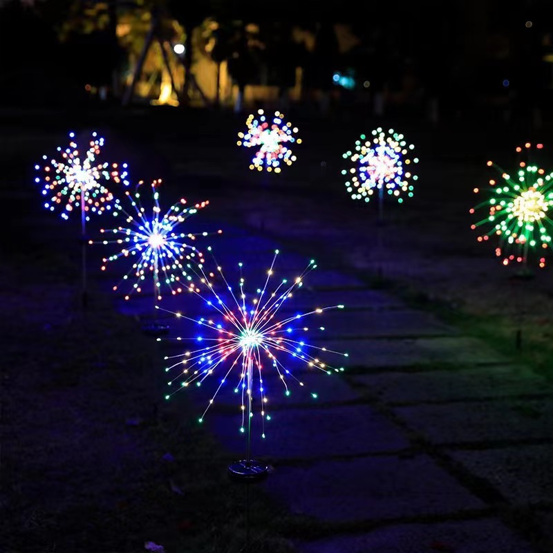 Picture of LED solar floor fireworks lights Christmas copper string stars courtyard lawn dandelion decorative lights