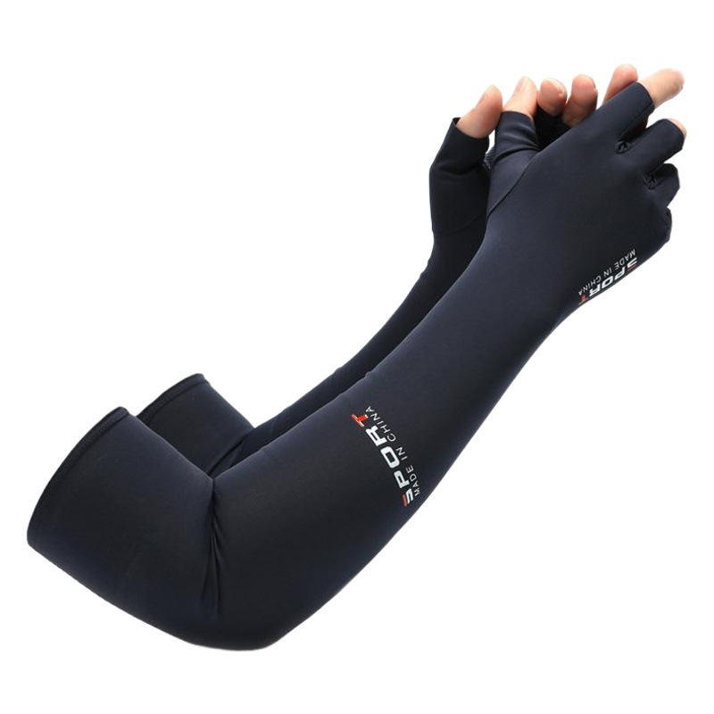 Sunscreen Ice Silk Sleeve Men's Summer New Arrival Half-Finger Anti-Slip Anti-Sweat Breathable Arm Protective Sleeve Anti-UV Gloves