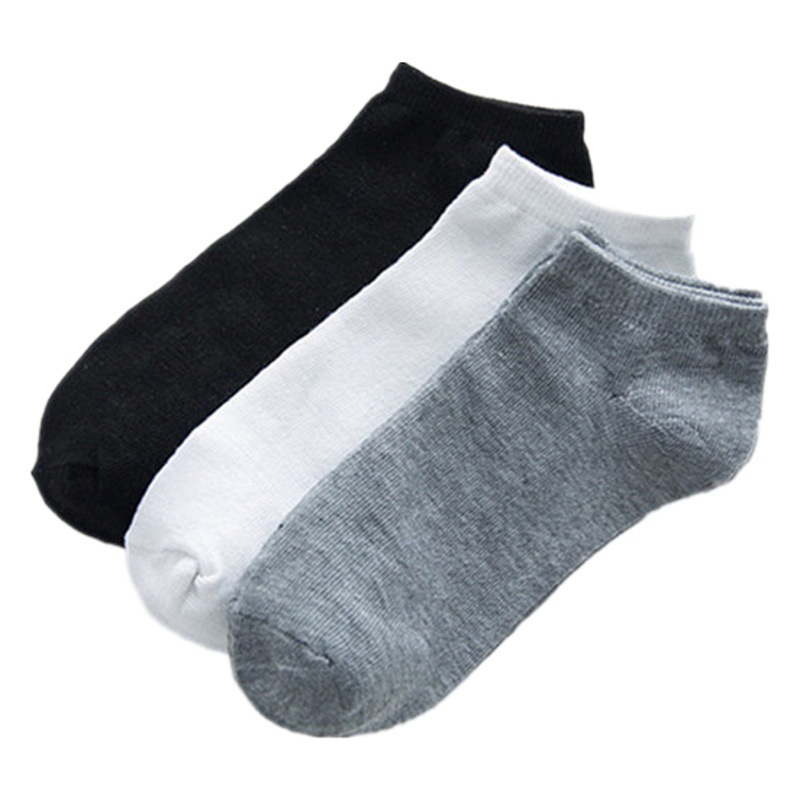 Socks men's solid color boat Socks summer black and white gray stall socks sweat-absorbent deodorant short tube invisible socks Zhuji wholesale