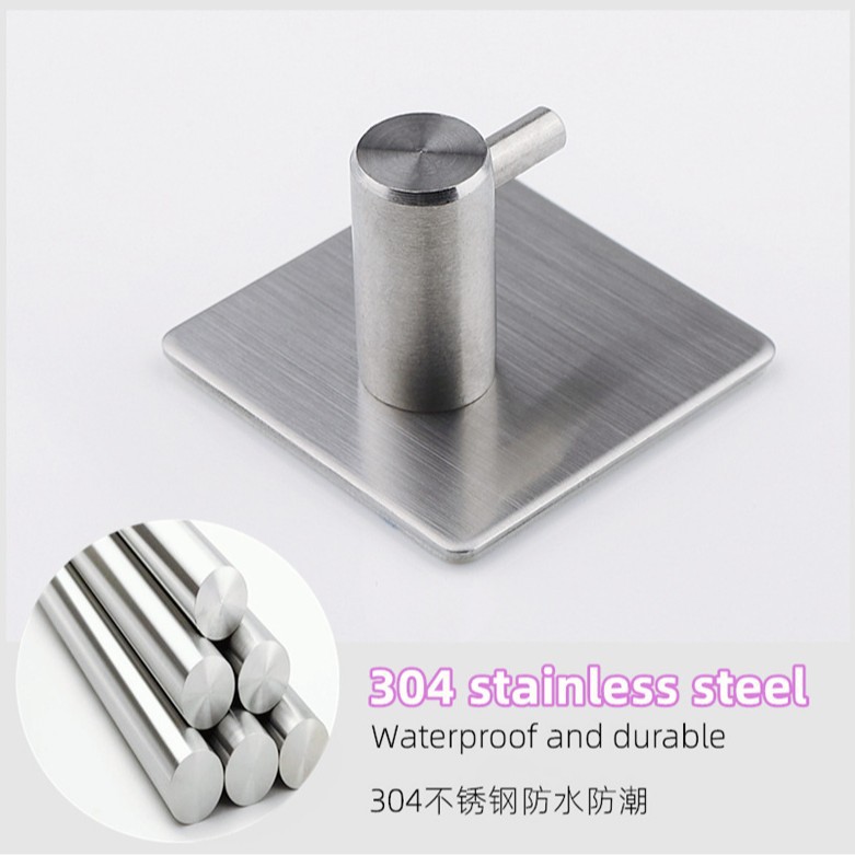 Picture of Stainless Steel Bathroom Creative Coat Hooks Punch-Free Hooks Single Hook Black Coat Hooks Behind the Door Metal Sticky Hooks Wholesale