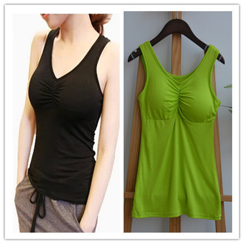 Picture of Candy Color Steel Ring Comfortable Base Solid Color Sling Bust Cotton Vest Belt Chest Pad No Wear Bra Vest Sports Large Size