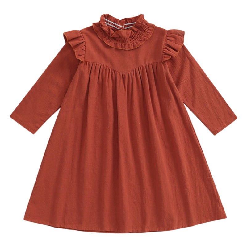 Ins Korean Style Girls' Autumn New Arrival dress Mori Style Vintage Lace Collar Girls' Western Style Long-Sleeved dress
