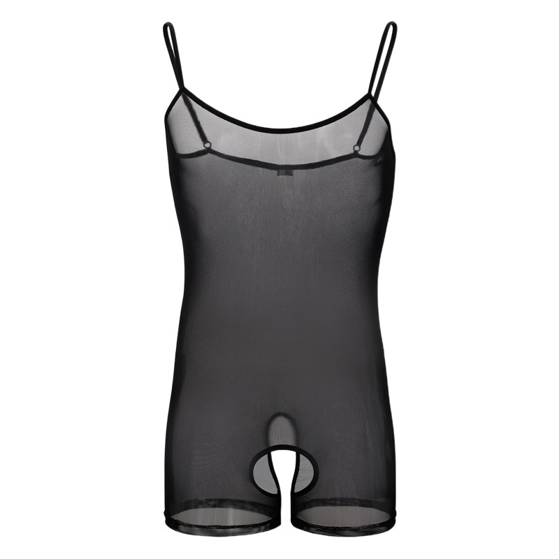 Sexy Lingerie for Men and Women, Sexy Mesh See-Through One-Piece Boxer Briefs with Suspenders, One-Piece with Holes, No Need to Take Off E701