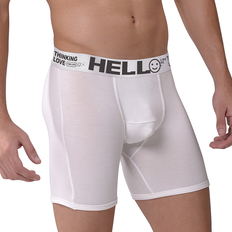 Men's Extended Version of Underwear U Convex Bag Boxer Briefs Running Sports Anti-Wear Leg Guards Elastic Cotton Boxer Briefs