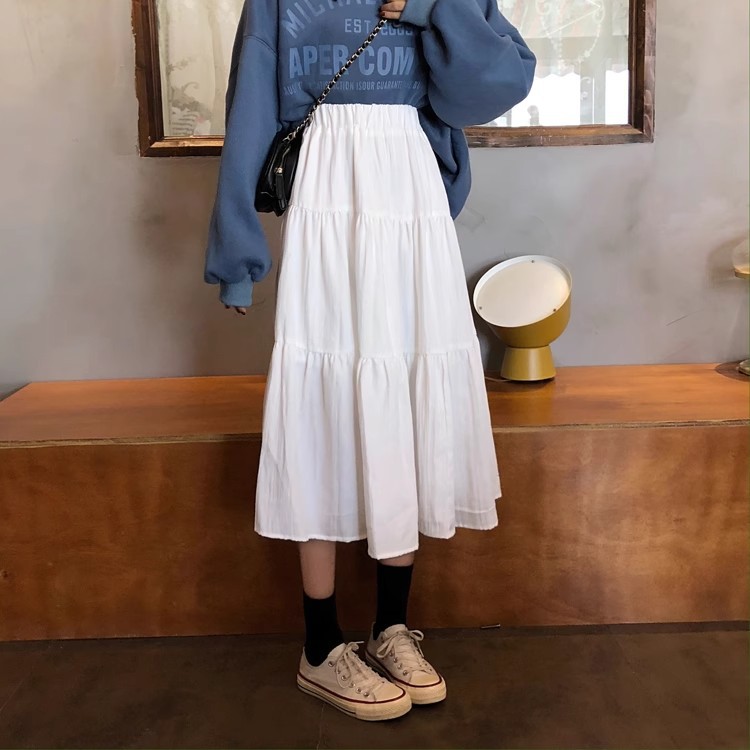 2024 New White Skirt Women's Summer Dipping Skirt Small Long Cake Skirt Spring and Autumn Long Skirt