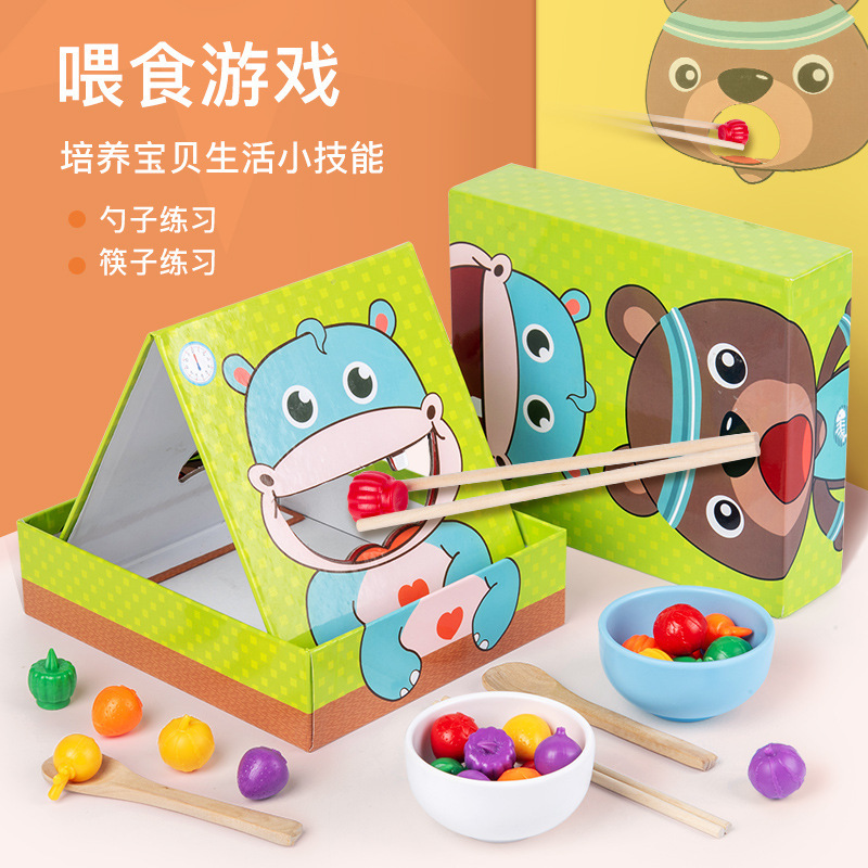 Picture of Simulation feeding game Montessori parent-child play house children early education fine action clip chopsticks exercise educational toys