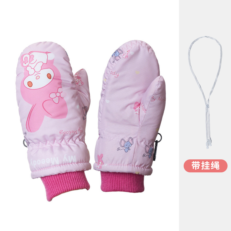 Picture of Cartoon children's fleece-lined ski gloves 2-5 years old baby outdoor warm gloves thickened non-slip children's gloves winter