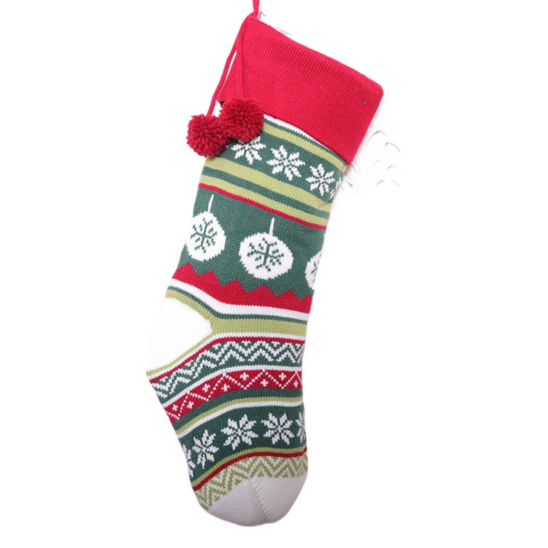 Cross-Border New Christmas Decoration Knitted Christmas Stockings Candy Bag Christmas Pendant Gift Bag Christmas Tree Decorations