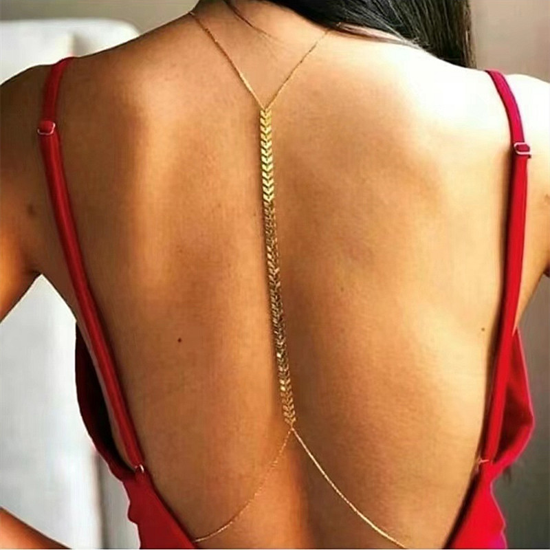 European and American Cross-border Jewelry Sexy Street Beat Neck Back Chain Waist Chain Simple Aircraft Chain Fishbone Chain Body Chain