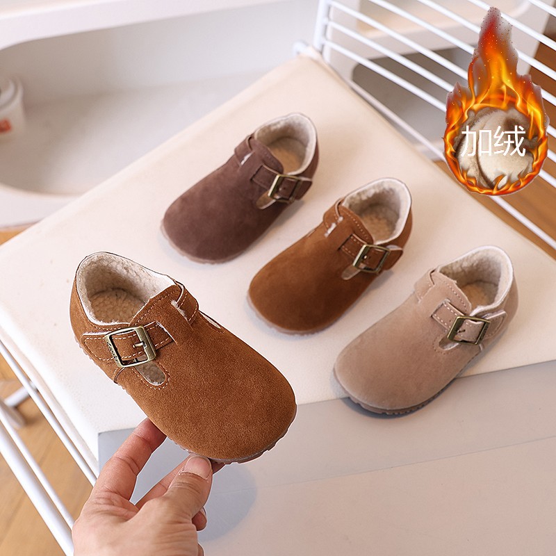 Korean Style Fashionable Girls' Retro Birkenstock Shoes Cotton Shoes 2025 Autumn and Winter New Style Plus Cotton Versatile Bean Shoes Children's Shoes