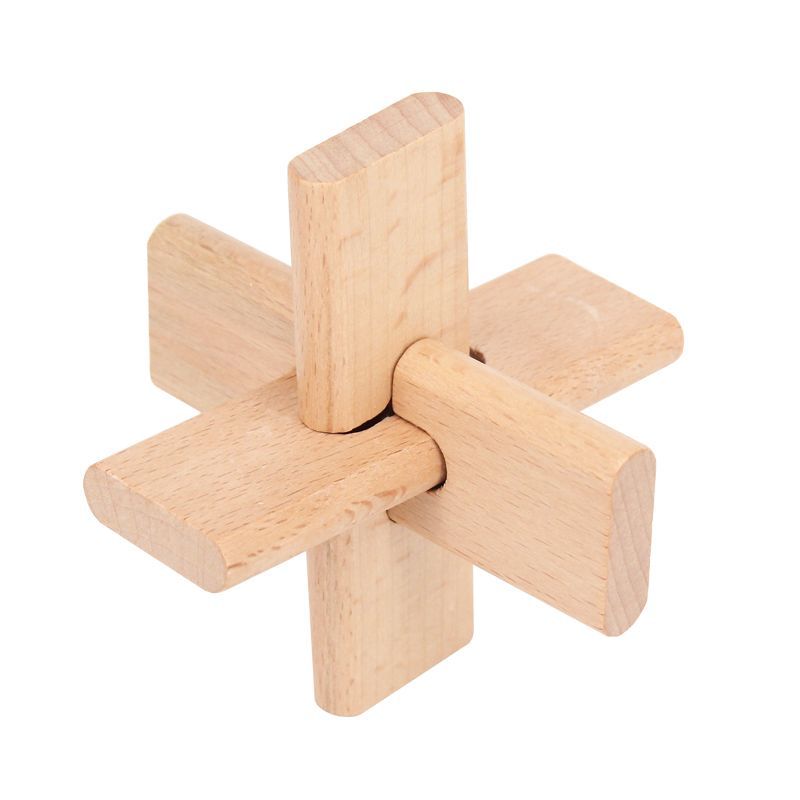 Three-way Kong Ming lock Luban lock wooden adult unlock traditional educational classical leisure intelligence toys wholesale