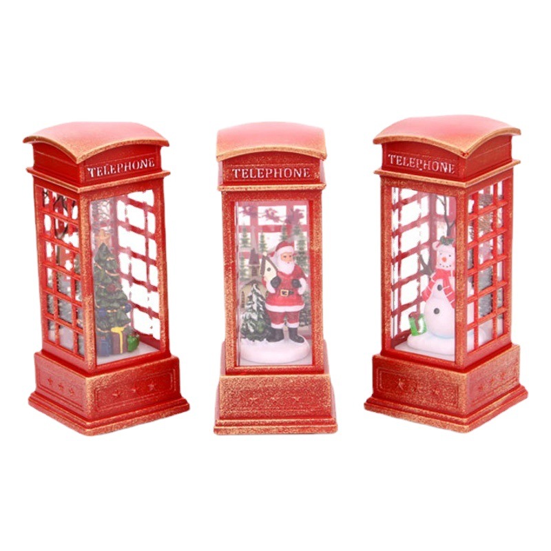 Christmas decorations for the elderly interior telephone booth small oil lamp Hotel KTV scene layout luminous ornaments gifts