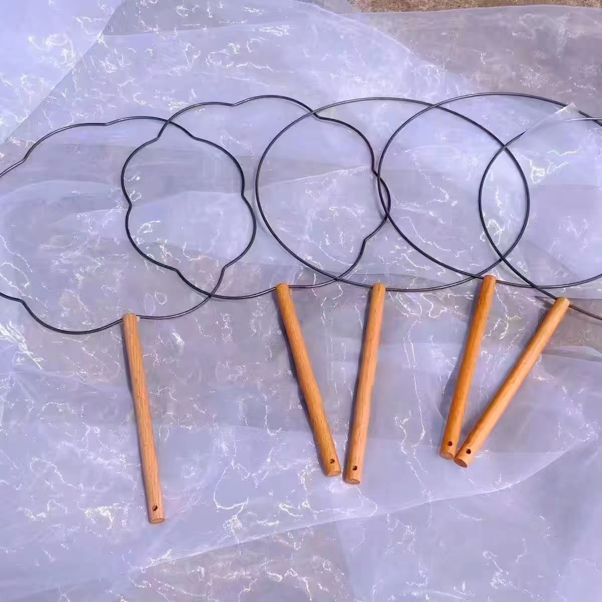Ancient Style Round Fan Fan Frame Bride National Style Wedding Bouquet Frame Twist Stick Hand-Woven Material Package DIY Fan Frame