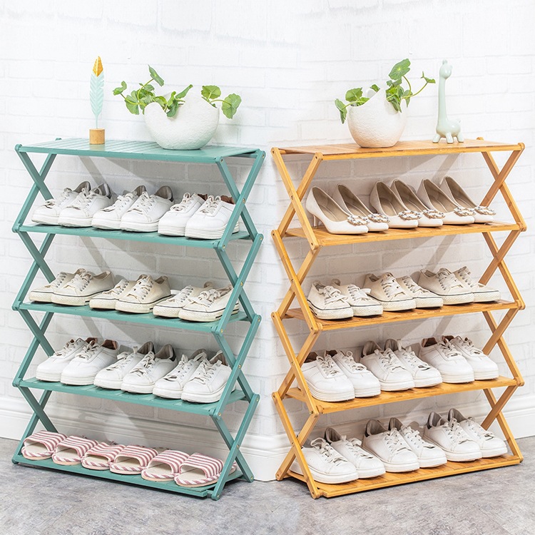 Multi-Layer Dust-Proof Simple Shoe Rack Dormitory Bamboo Shoe Cabinet Storage Rack Storage Installation-Free Folding Shoe Rack Home Door