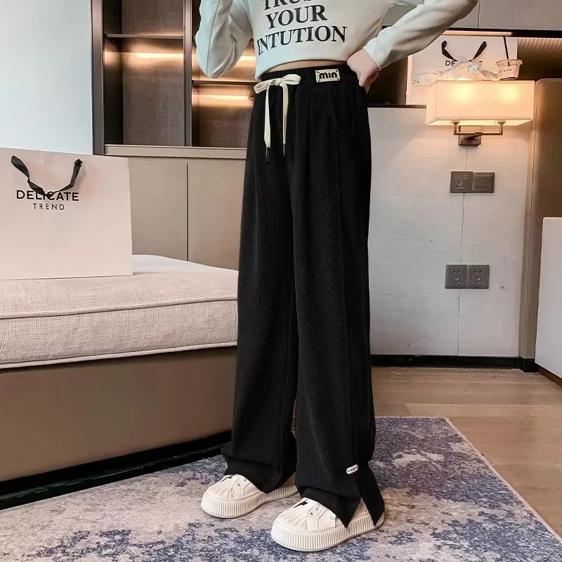 Girls' Pants Spring and Autumn 2023 New Children's Fashionable Western Style Casual Pants Large Children's High Waist Wide Leg Sports Pants