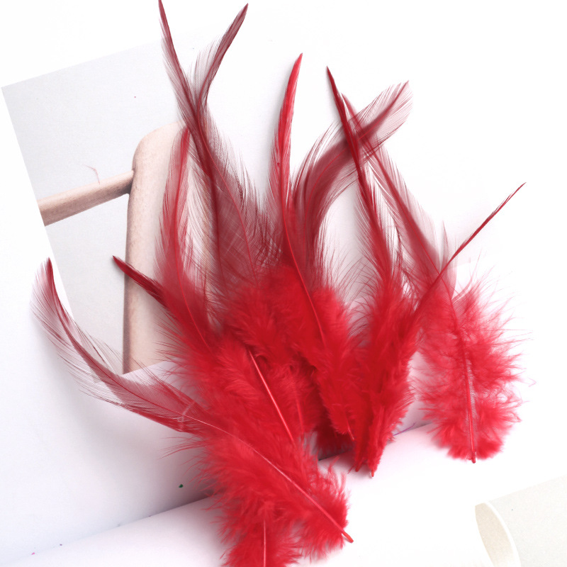 Picture of Factory wholesale funny cat stick feather diy cat toy color red pointed pheasant feather crafts jewelry decoration materials