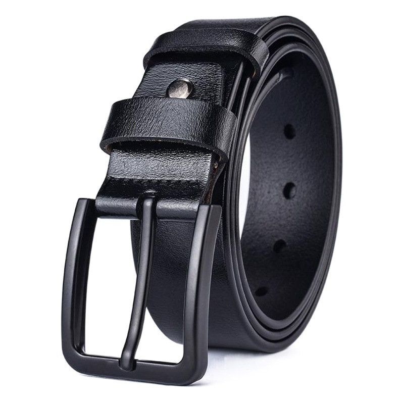 New Genuine Leather Men's Belt Pin Buckle Cowhide Casual Leather Belt Boutique Retro Trouser Belt Cross-Border Spot Wholesale