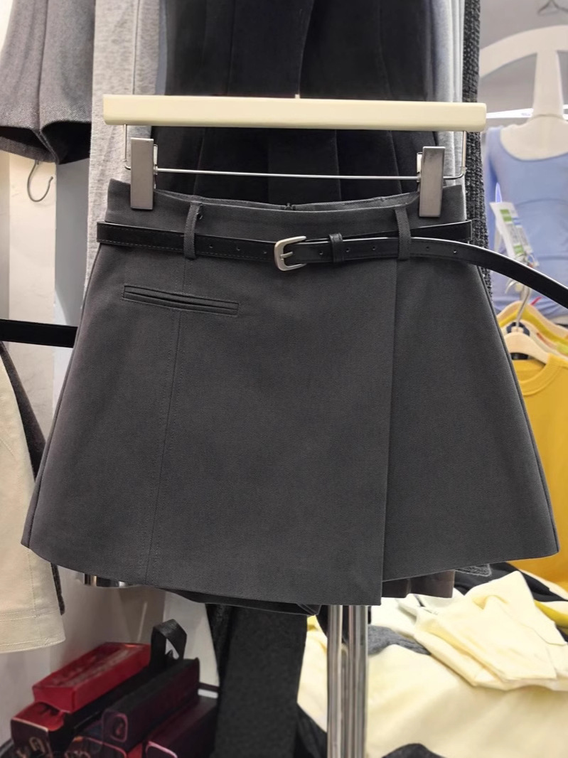 Gray Suit Shorts Skirt for Women Spring and Summer New High-Waist Slimming Look A-Line Skirt for Small People Anti-Exposure Hip-Hugging Skirt