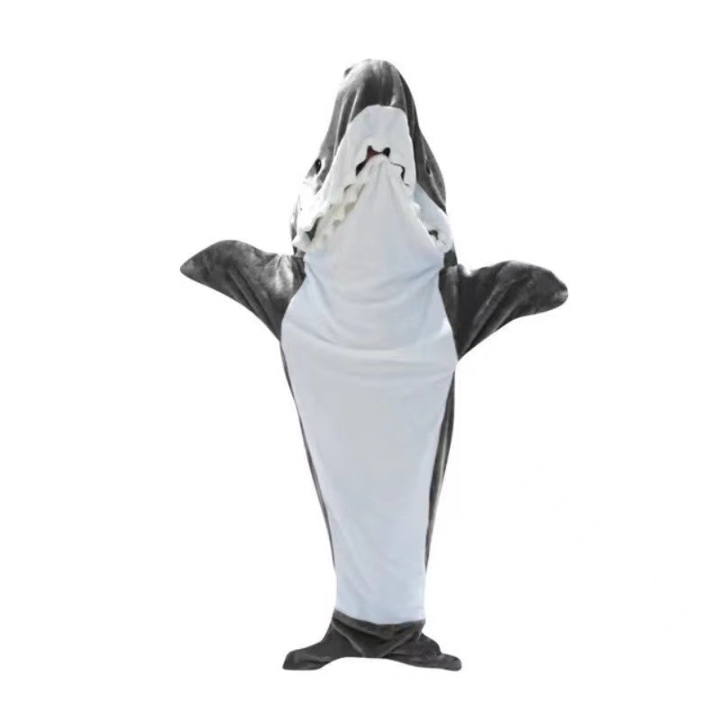 Picture of Cross Border Shark Sleeping Bag Adult Hoodie Sleeping Bag Flannel Home Clothes Loose One-piece Pajamas Shark Nightgown