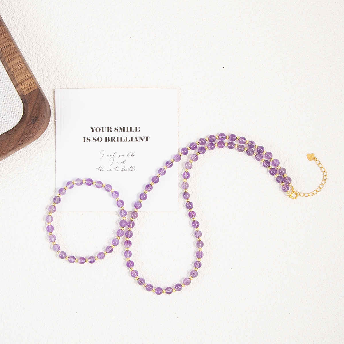 Picture of Natural Advanced Amethyst French Romantic Necklace Niche Design Simple Beaded Necklace Women's Bracelet Spring and Summer