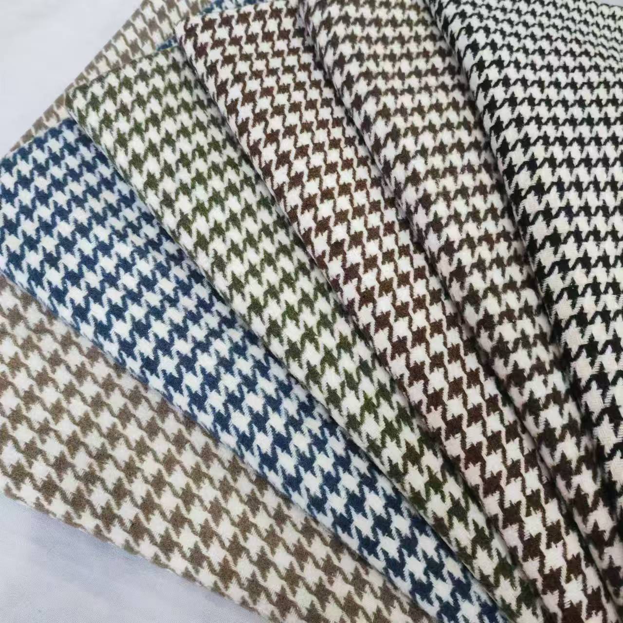 Shaoxing factory in stock wool-containing autumn and winter houndstooth overalls and tweed fashion shoes and hats bags crazy bird woolen tweed fabric