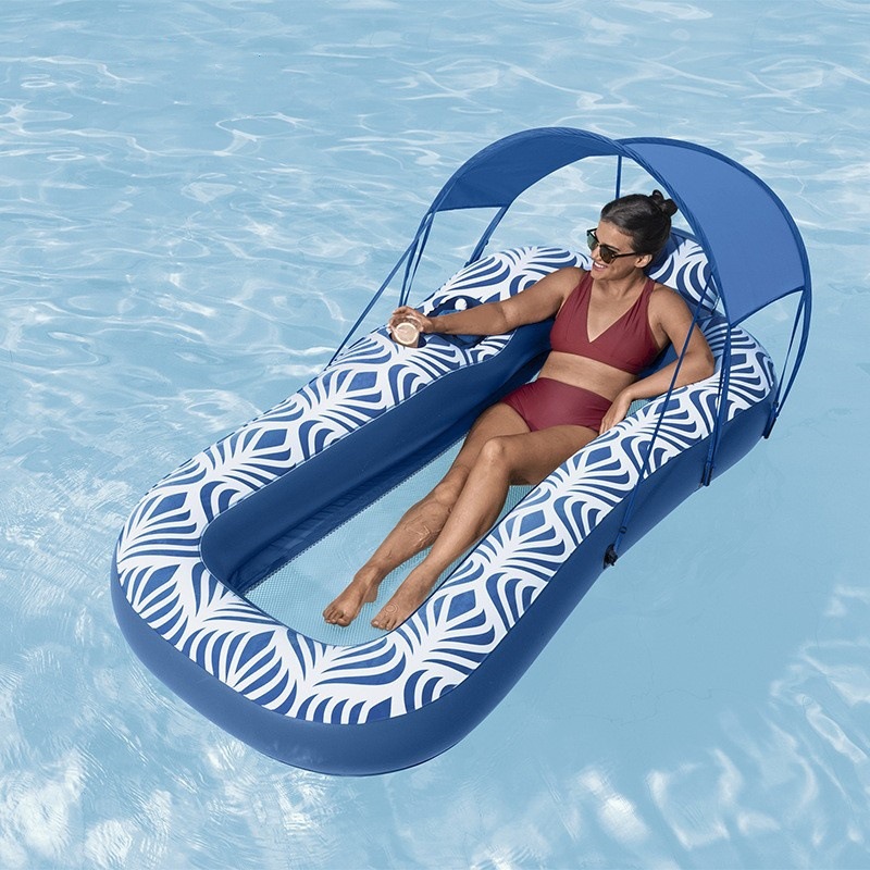 Picture of Water Inflatable Floating Row Floating Bed Queen Adult Pool Leisure Chair Floating Cushion with Backrest and Cup Holder