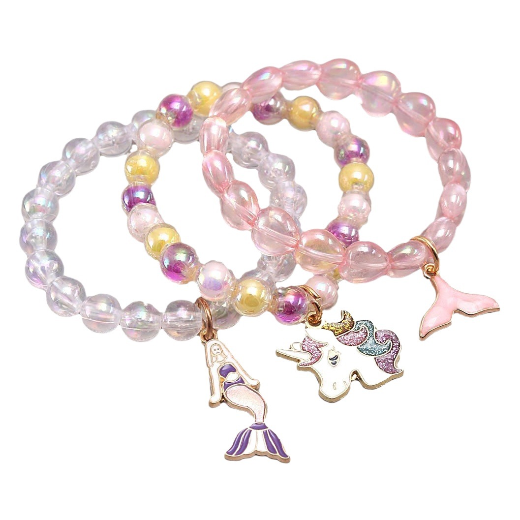 New European and American unicorn oil drop pendant children's bracelet color acrylic children's beaded bracelet