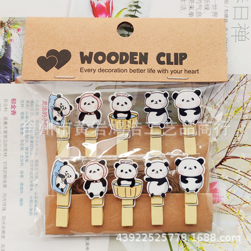 ZAKKA creative Korean style wooden clip cartoon panda photo paper clip office gift gift hot wholesale