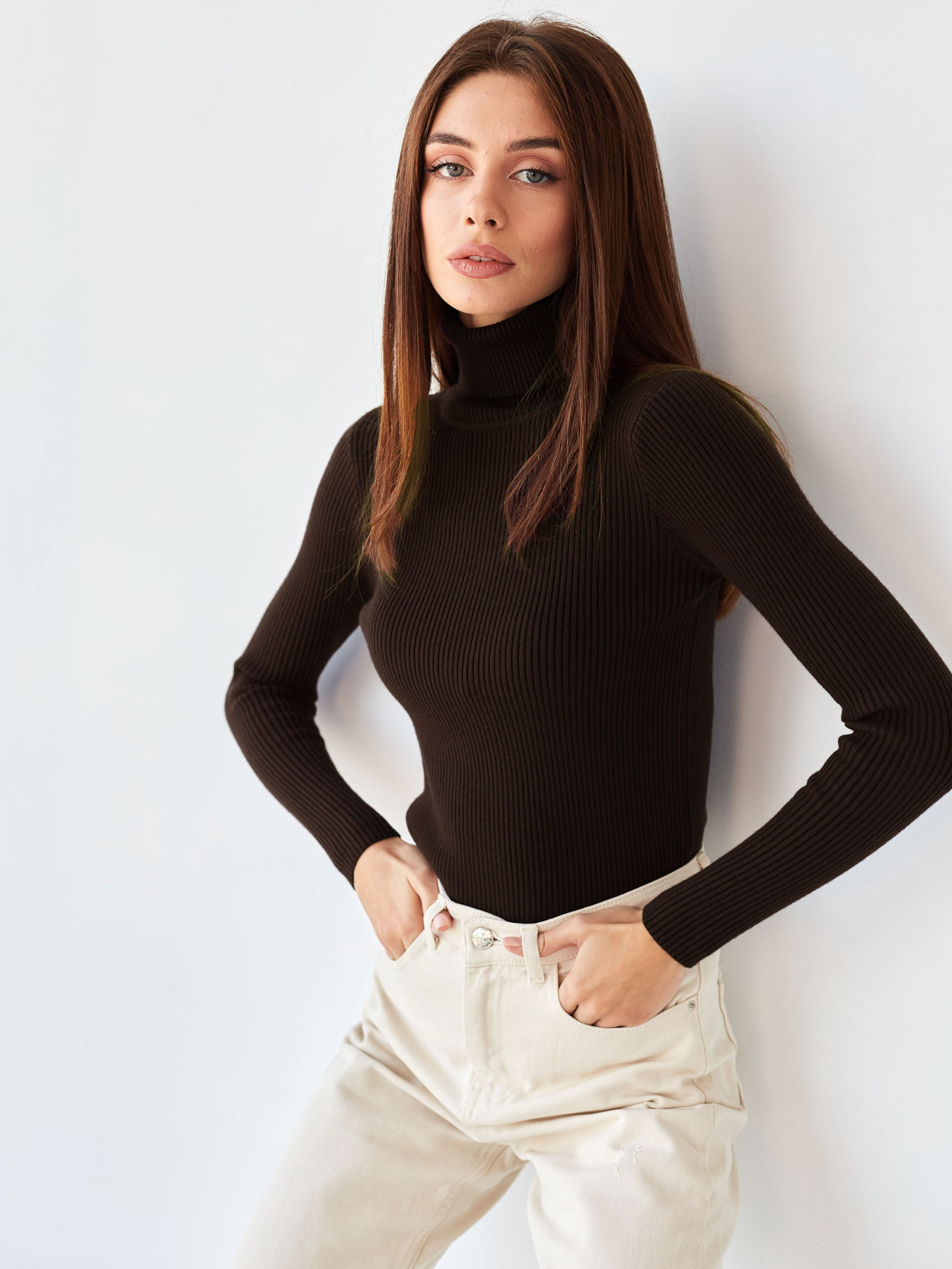 Picture of Cross-Border Turtleneck Knitwear Knitted Bottoming Shirt European and American 2025 Amazon Autumn Knitwear Turtleneck Pullover Knitwear for Women