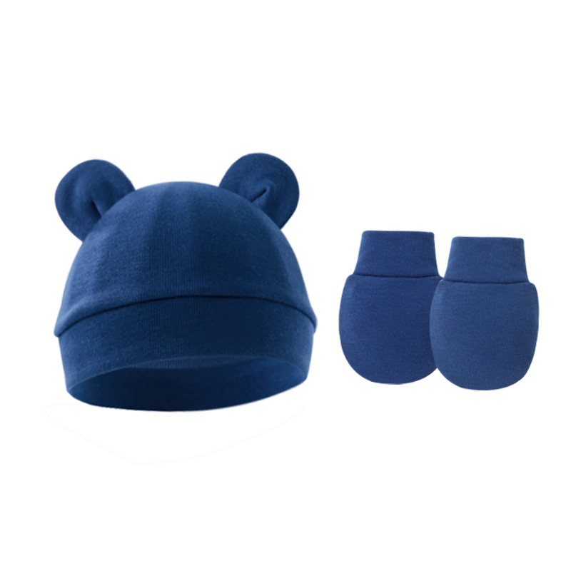 Picture of 2023 foreign trade baby pullover cap Mickey ears baby hat newborn tire cap anti-scratch gloves 2-piece set