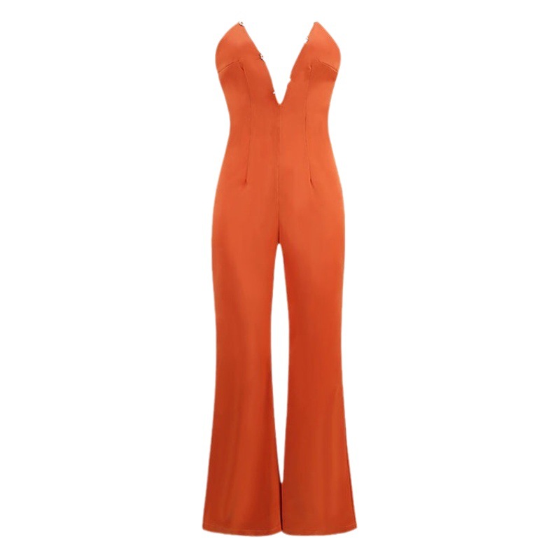 Amazon cross-border foreign trade sexy European and American women's jumpsuit ladies hanging neck backless chain jumpsuit wholesale
