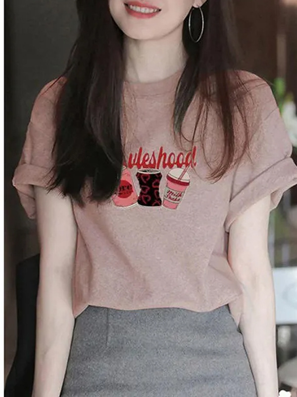 Picture of French Commuter Outer Wear Short-sleeved Printed T-shirt Women's 2024 Summer New Age-reducing Fashionable Popular Top
