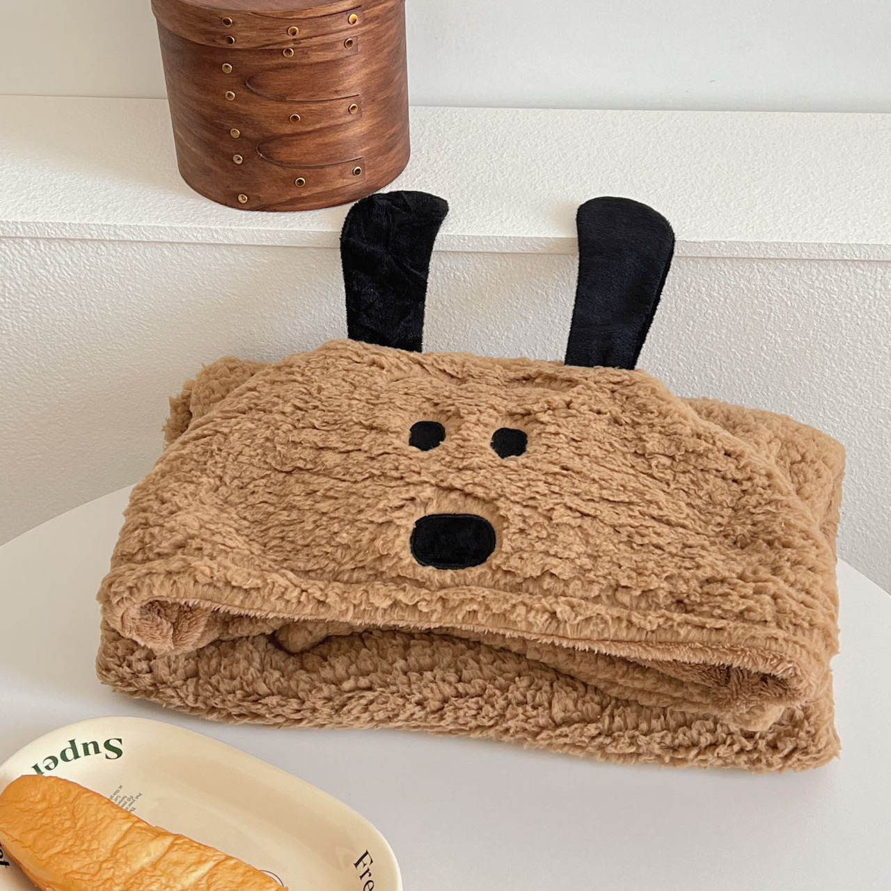 Picture of Ins Cartoon Bear Shawl Cape Winter Out Warm Thickened Cloak Student Office Lunch Break Blanket Women