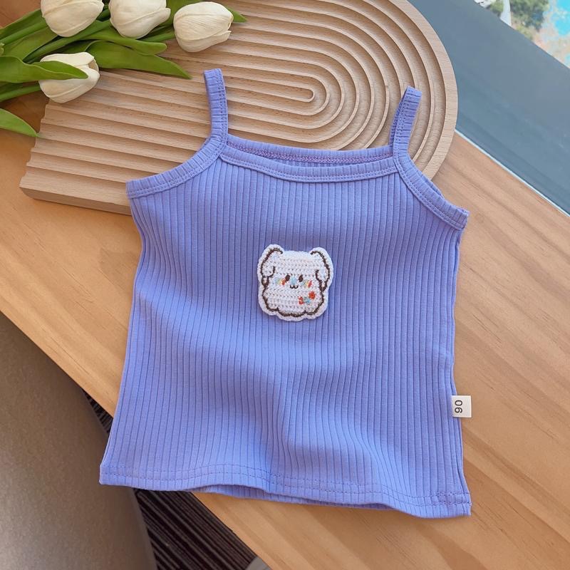 Picture of 2024 Women's Sleeveless Top Cartoon Embroidered Knitted Slim-Fit Stretch Vest Girl's Sling Top Candy Color Summer Dress