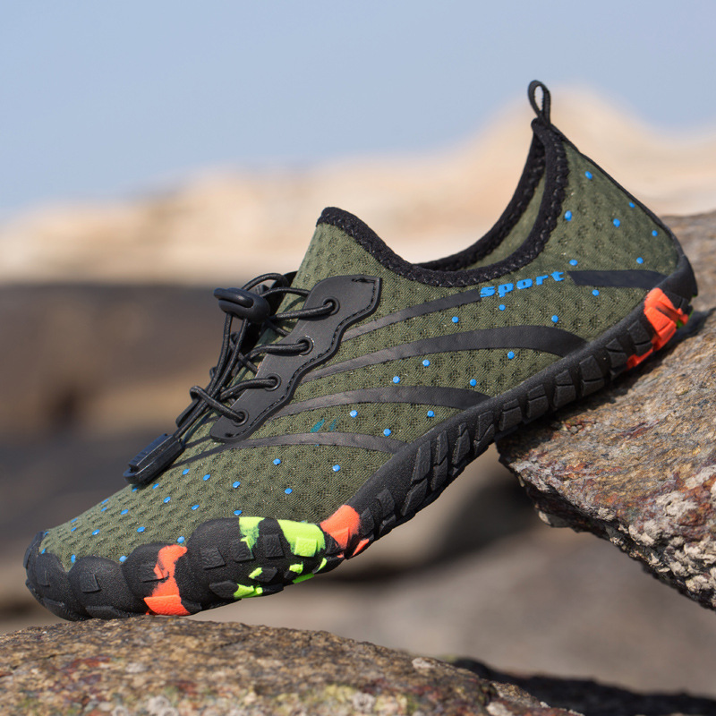 Cross-Border Outdoor Beach Swimming Shoes, Non-Slip Slip-On Diving Shoes, Five-Finger Wading and River Tracing Shoes, Amphibious Soft Soles, Lightweight