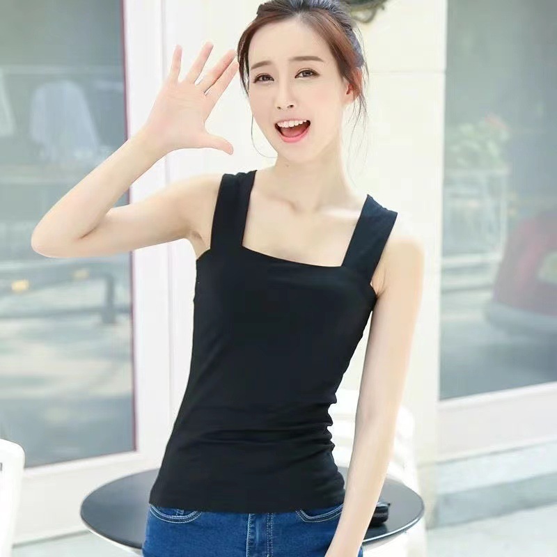 Camisole Women's Wide Shoulder Slim-fit Slim-fit Large Size Thin Top Spring and Summer Black Base Shirt for Students Women