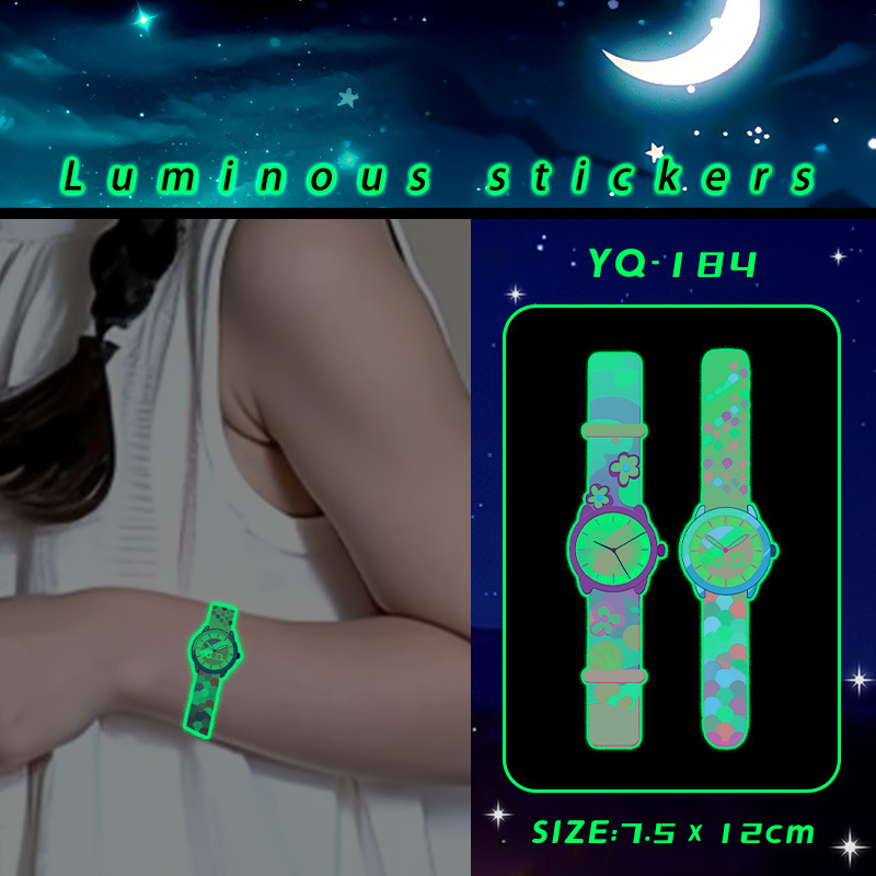 Cartoon luminous watch cute flower tattoo sticker men and women waterproof lasting arm wrist cute decorative pattern