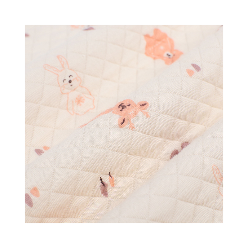 Picture of Original White Diamond Lattice Jacquard Air Layer Printed Baby Quilted Fabric Baby Jumpsuit Sleeping Bag Quilted Fabric