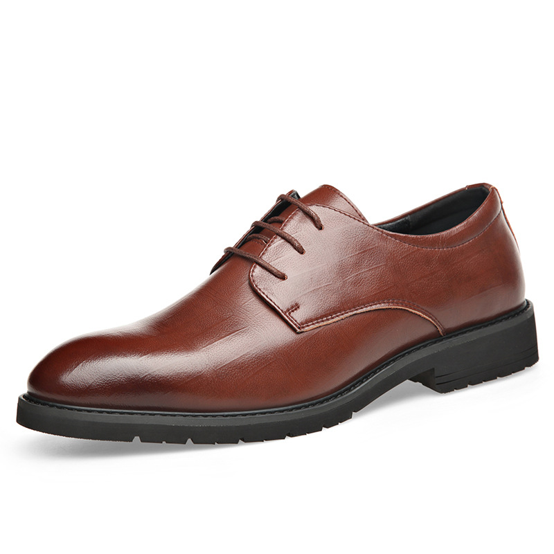 Picture of Spring New Dress Leather Shoes Soft Leather Business Casual Men's British Style Korean Pointed Toe Work Banquet Wedding Shoes
