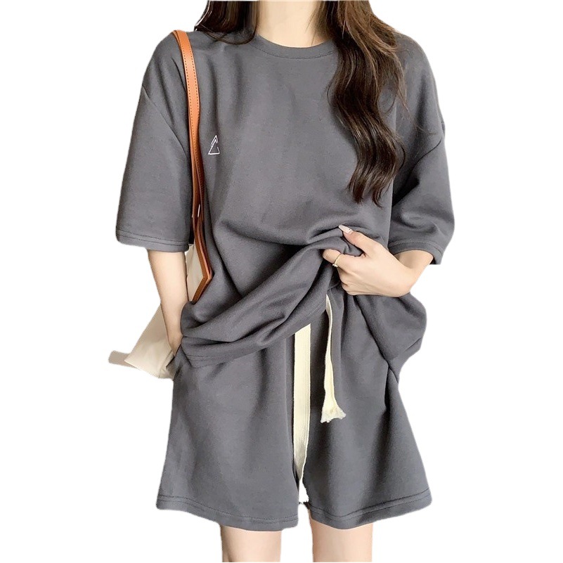 Picture of 2023 New Casual Sports Suit Women's Summer Thin Loose Large Size Short Sleeve Shorts Two-piece Fashionable Set