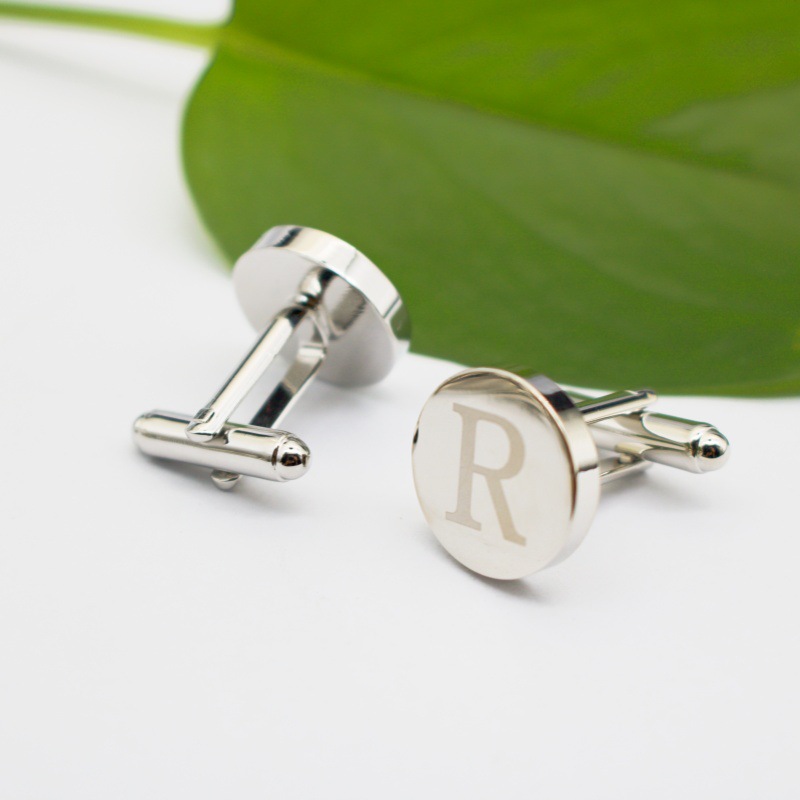 Picture of High-End Letter Cufflinks Men's Shirt Collar Clip Set Metal Accessories Business 26 Letters Laser in Stock