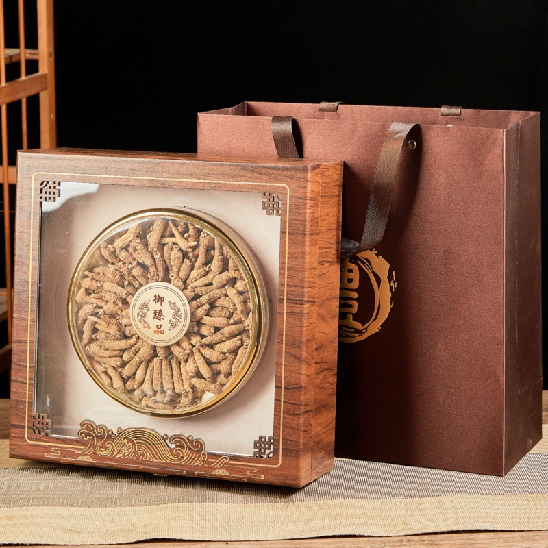 Universal Windowed Bird's Nest Packaging Box, American Ginseng and Deer Antler Slices Gift Box, Dendrobium, Sea Cucumber, Red Ginseng Wood Grain Gift Box, Empty Box