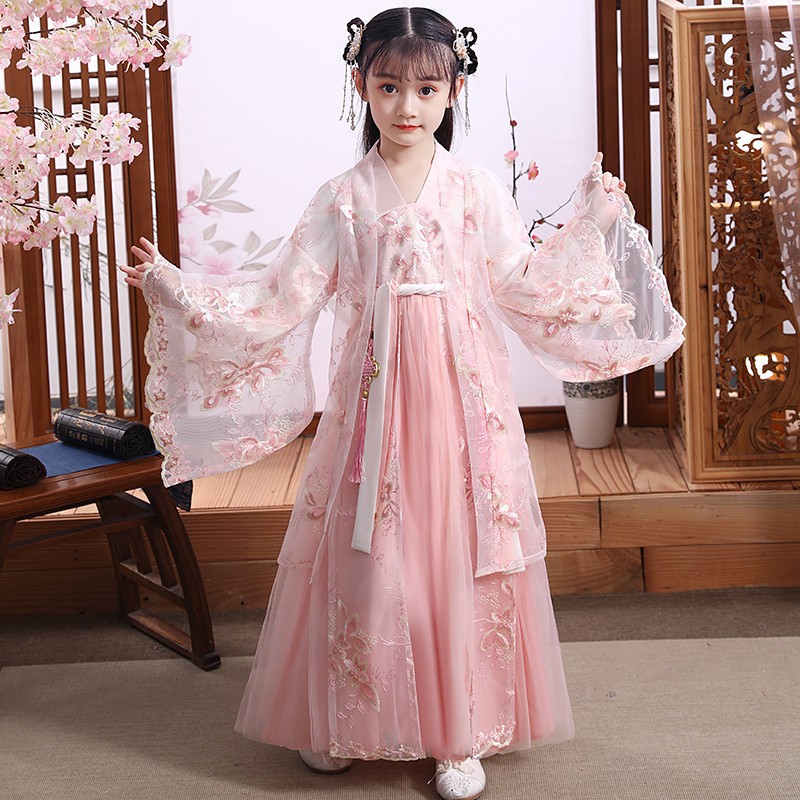 Picture of Hanfu Girl's Spring and Autumn Ancient Costume Chinese Style New Children's Costume Autumn Costume Ancient Style Spring and Autumn Super Immortal Girl's Tang Suit Spring Style