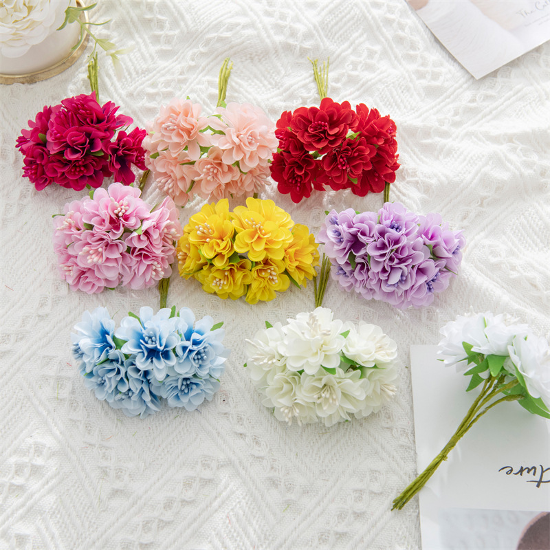 Picture of Foreign trade silk flower artificial flower stamen cut flower bouquet wreath material wedding leaf wedding box decoration