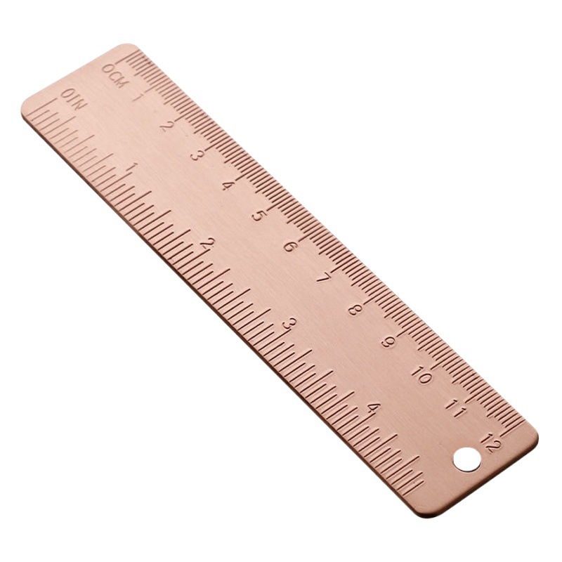 Red copper ruler thickened small copper ruler pure brass products EDC tool scale portable retro bookmark