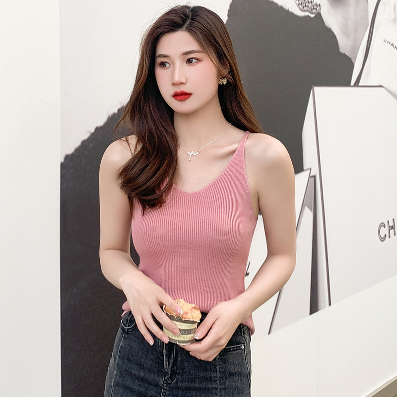 Picture of 2025 Spring and Summer Camisole Women's Spice Girl Short Knitted Casual Slim-fit Sleeveless Base Top