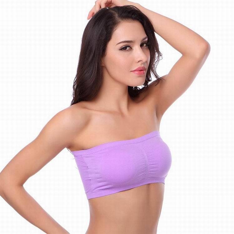 Picture of Foreign Trade One-Word Bra, Anti-Exposure, Plus Size Double-Layer Tube Top with Breast Pads, Breast Pads, Bottoming Intimates, No Steel Ring, Chest Wrap