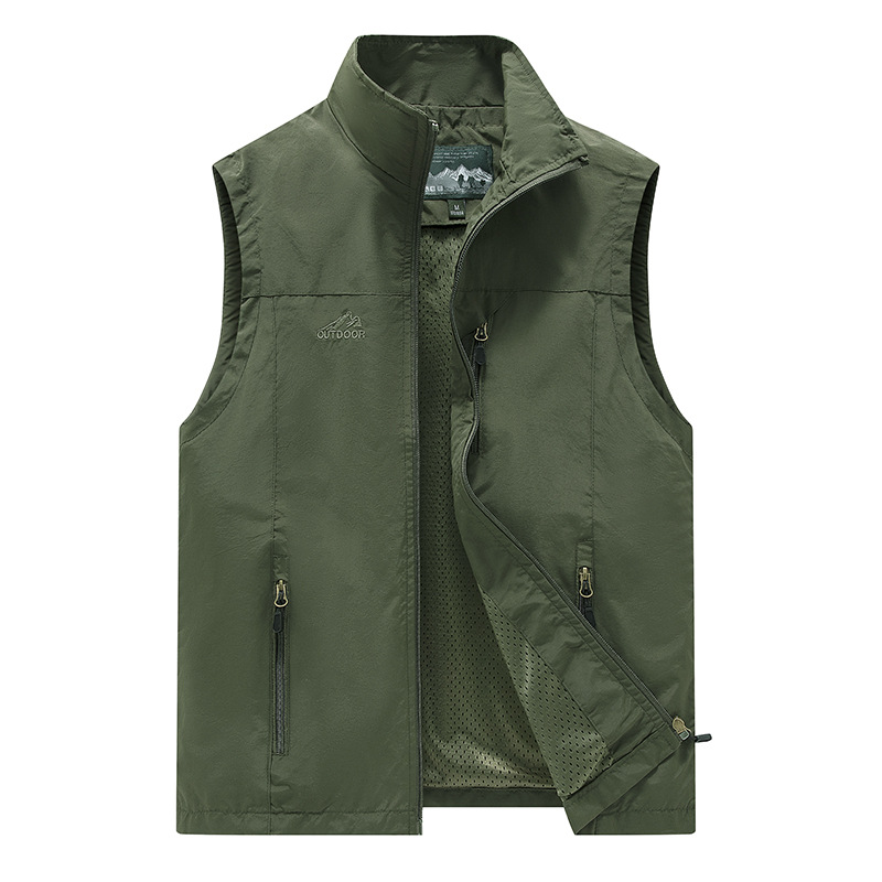 Cross-border Spring and Autumn Outdoor Quick-drying Vest Men's Casual Photography Fishing Multi-pocket Vest Overcoat Overcoat Large Size Vest