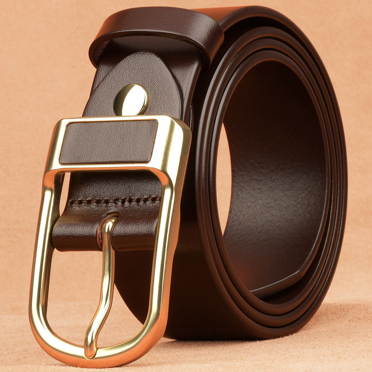Factory Direct Sales Foreign Trade Wholesale Men's Belts Genuine Leather Pin Buckle Casual Belts for Young and Middle-Aged Business Versatile Belts Trendy